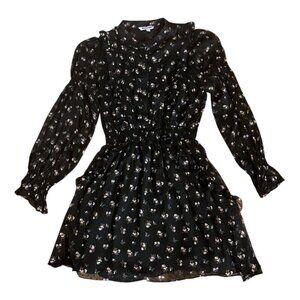 Walter Baker Mini Dress 10 Fit Flare Semi Sheer Ruffles Whimsigoth Wedding Guest